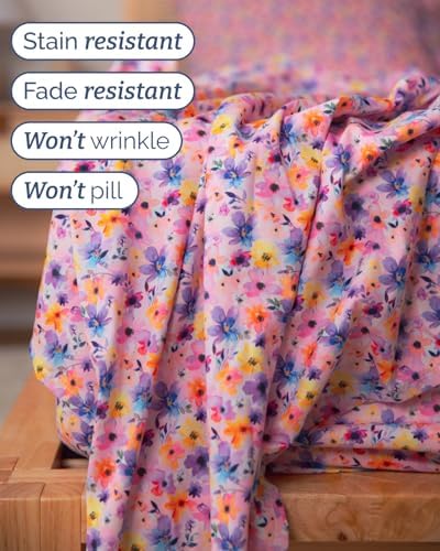 Queen 4 Piece Floral Sheet Set - Breathable & Cooling - Watercolor Bloom