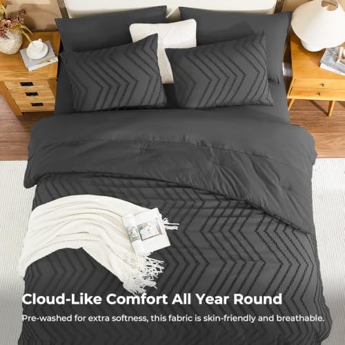 Litanika Super King Comforter Set with Sheets, 7 Pieces Boho Bed Set