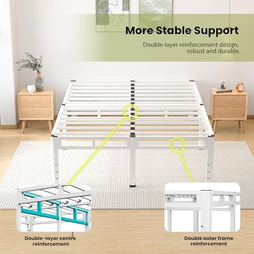 NKZ 2-in-1 Queen Size Metal Platform Bed Frame, 14 Inch Heavy Duty Bed Base