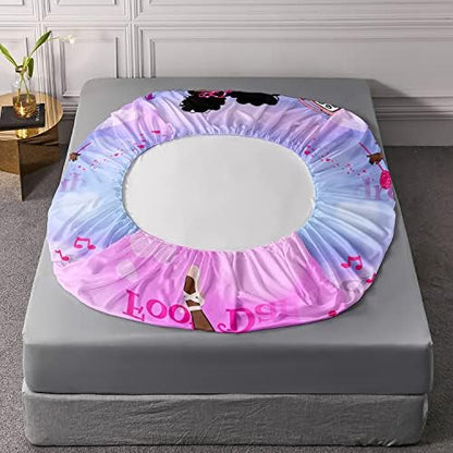 HOSIMA African American Black Girl Twin Fitted Sheet with 2 Pillowcases.