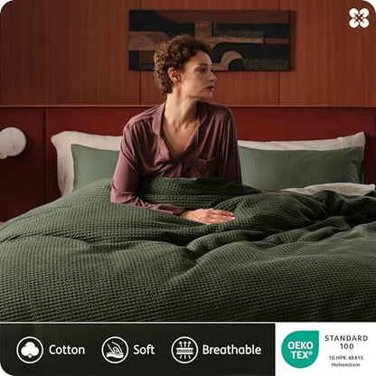 Bedsure PureWoven Cotton Waffle Weave Duvet Cover, Queen, Duvet Cover Only