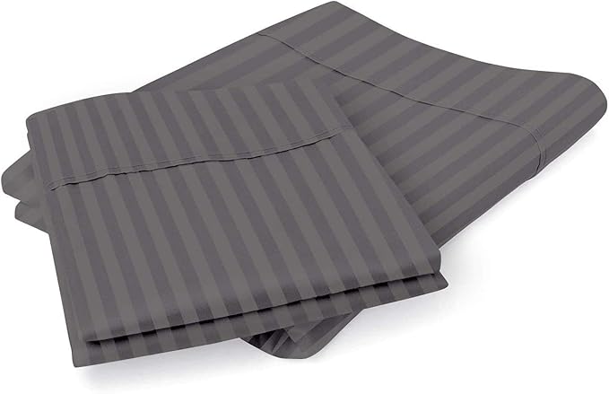 Comfort Beddings Standard Pillowcases Set of 4 – 100% Organic Cotton, 600 Thread Count Sateen, Soft & Comfy Pillow Covers with Envelope Closure, Grey Stripe, Standard Size 20 x 26 Inches