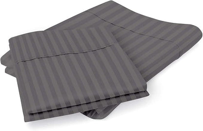 Comfort Beddings Standard Pillowcases Set of 4 – 100% Organic Cotton, 600 Thread Count Sateen, Soft & Comfy Pillow Covers with Envelope Closure, Grey Stripe, Standard Size 20 x 26 Inches