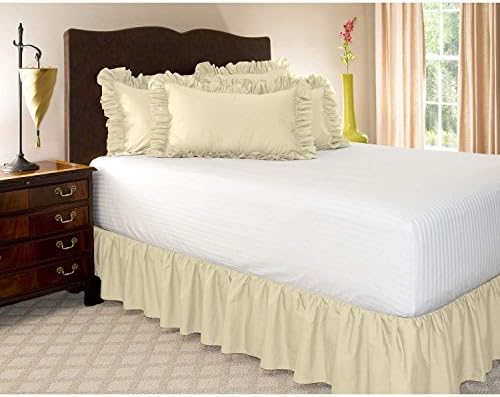 Mattress-Homes Ruffled Bed Skirt Split Corners with Platform, Tailored Fit Wrinkle Free Ultra-Soft Microfiber Dust Ruffle, Upto 10" Drop, King, Ivory