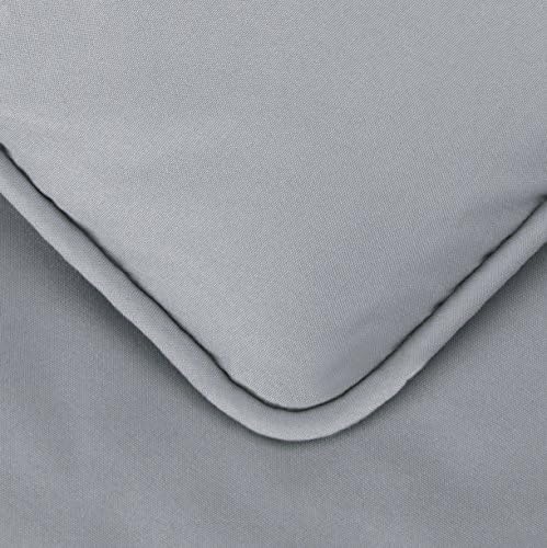 Amazon Basics Soft, Lightweight King Size Comforter Set, All-Season Down-Alternative 3-Piece Bedding Set, Pinch Pleat Design with Piped Edges, Dark Grey