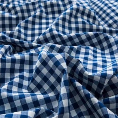 LifeTB Royal Blue Gingham Comforter Set Queen Modern Style Blue Grid Plaid Comforter 3 Pieces Checkered Comforter with 2 Pillowcases Farmhouse Gingham Bedding Breathable Queen Comforter Set