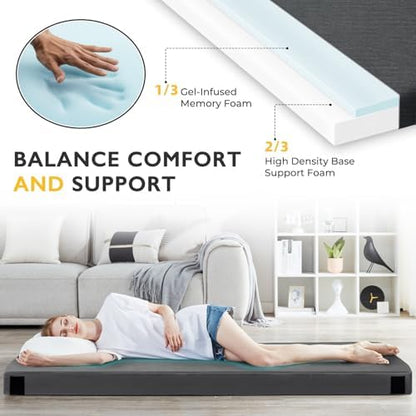 Kingfun 3 Inch CertiPUR-US Memory Foam Camping Mattress Pad, Waterproof Roll up Sleeping Pad, Thick Floor Sleeping Mats for Tent with Removable Travel Bag
