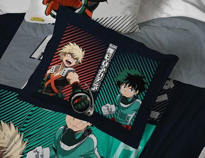 My Hero Academia Deku Full Size Comforter Set 7 Piece Anime Bedding, Black