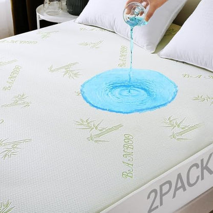 MUXHOMO 2 Pack Twin Mattress Protector Waterproof, Mattress Cover Twin Size Bed, Cooling and Breathable Bed Pad Cover, Deep Pocket 8"-21"