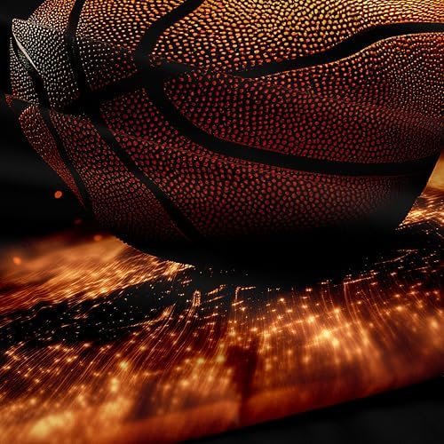 Helloosun 5PCS Basketball Bedding Full,Boys Sports Comforter Set,Full Basketball Comforter for Boys,Red and Black Court Bed Set