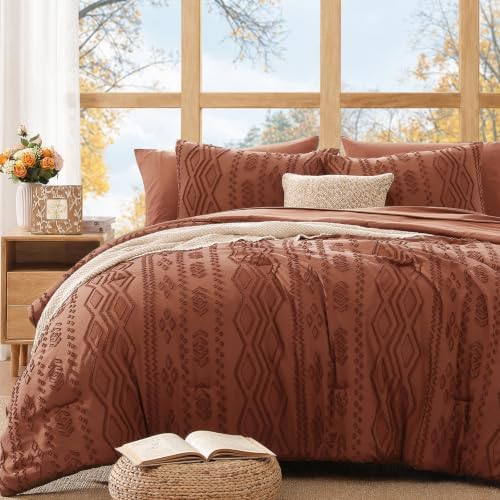 Queen Size Comforter Set- 7 Pieces Tufted Bed in a Bag Queen Bedding Sets