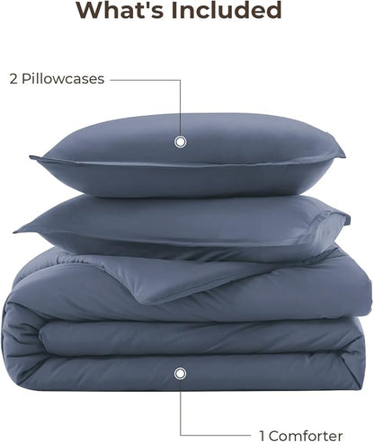 Litanika Comforters Bluish Grey California King Size, 3 Pieces Lightweight Solid Bedding Set & Collections, All Season Fluffy Bed Set (104x96In Comforter & 2 Pillowcases)