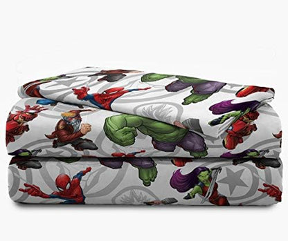 Jay Franco Marvel Avengers Team 4 Piece Twin Bed Set - Includes Reversible Comforter & Sheet Set - Super Soft Fade Resistant Polyester - (Official Marvel Product)