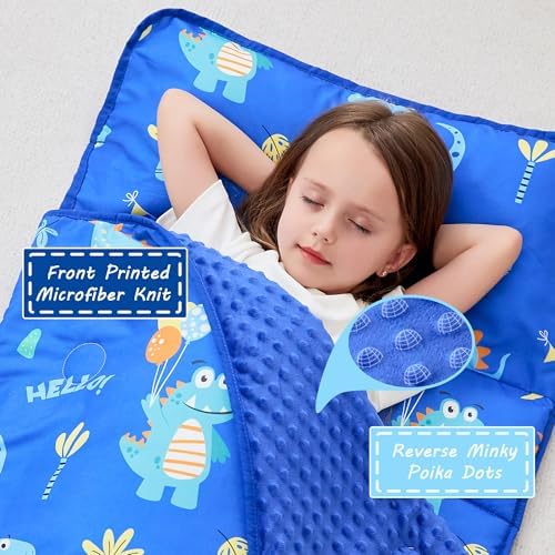 Lasoftan Toddler Nap Mat with Pillow and Blanket, Extra Large Rolled Napping Mats,Slumber Bags for Boys Girls,Kids Sleeping Bag for Daycare, Preschool Travel Camping