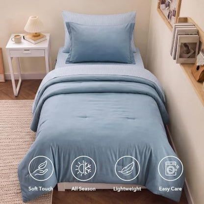 Monbix Twin XL Comforter Set - 5 Pieces Soft Bed in a Bag Twin Bedding Sets