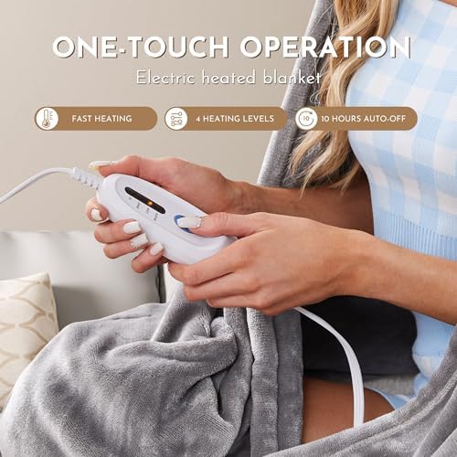 Electric Heated Blanket Full Size 72"x84", Light Grey