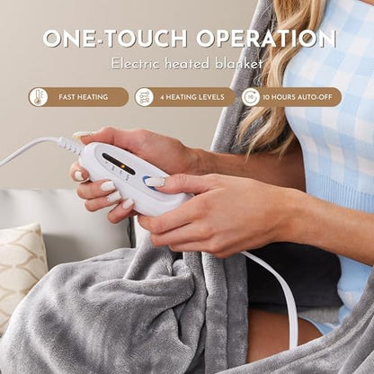 Electric Heated Blanket Full Size 72"x84", Light Grey
