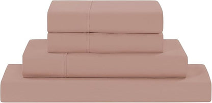 Modern Threads Soft Microfiber Solid Sheets - Luxurious Microfiber Bed Sheets - Includes Flat Sheet, Fitted Sheet with Deep Pockets, & Pillowcases Rose Queen