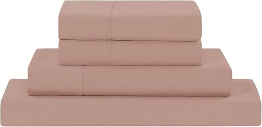 Modern Threads Soft Microfiber Solid Sheets - Luxurious Microfiber Bed Sheets - Includes Flat Sheet, Fitted Sheet with Deep Pockets, & Pillowcases Rose Queen