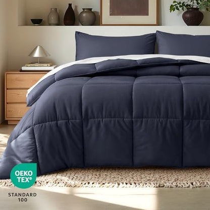 Bare Home Full Comforter Set - 1800 Ultra Soft (Full, Midnight Blue)