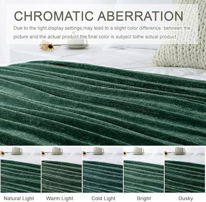 Chenille Throw Blanket for Couch 60" x 80" Twin, Dark Green