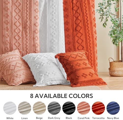 MR&HM King Size Comforter Set 7 Pieces, Boho Tufted Bedding Set Terracotta