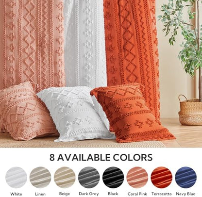 MR&HM King Size Comforter Set 7 Pieces, Boho Tufted Bedding Set Terracotta