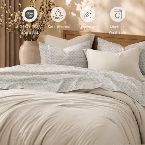 Full Comforter Set with Sheets-7 Pieces Soft Recycled Bed in a Bag Bedding