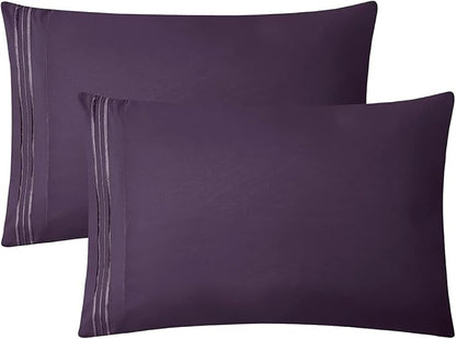 Clara Clark 1800 Premier Series 4pc Bed Sheet Set - King, Purple Eggplant