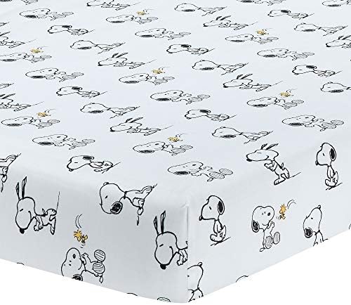 Lambs & Ivy Classic Snoopy White/Black/Gray 3-Piece Baby Crib Bedding Set