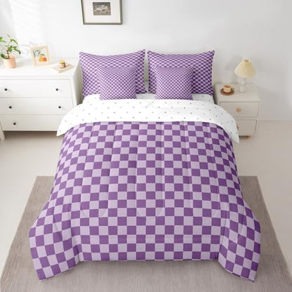 jejeloiu Purple Comforter Set with Sheets 7 Piece Queen Size
