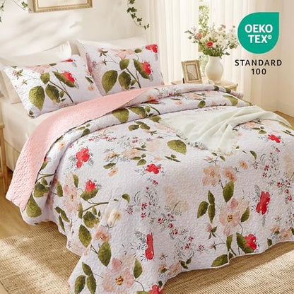 EXQ Home Printed Quilt Set Full Queen Size Monet Graden Bedspread Set