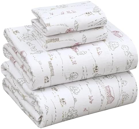 RUVANTI Flannel Sheets Full Size, Rustic Homestead