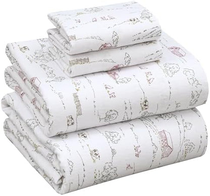 RUVANTI Flannel Sheets Full Size, Rustic Homestead
