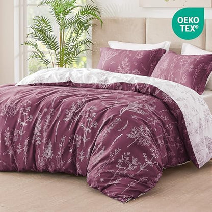 Love's cabin Vintage Rose Comforter Set Queen - Queen Size Comforter Set, 3 Pieces Cute Floral Bedding Sets for All Seasons,1 Soft Reversible Botanical Flowers Comforter and 2 Pillow Shams