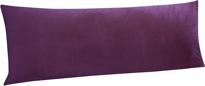 NTBAY 1 Pack Zippered Velvet Body Pillow Cover, Super Soft and Cozy Luxury Fuzzy Flannel 20x54 Long Pillowcase with Zipper, 20x54 Inches, Purple