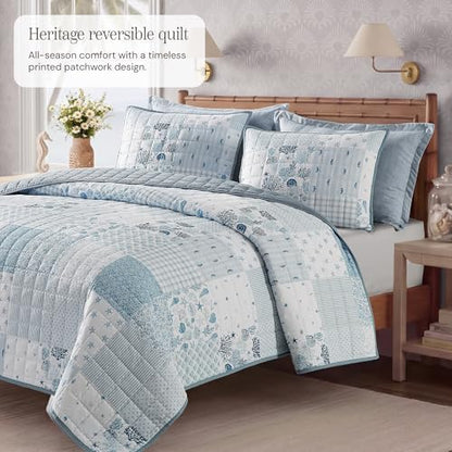 Twin/Twin XL Quilt Set-2 Pieces Soft Bedding Floral Patchwork Coverlet