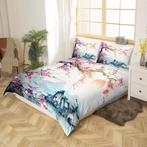 Feelyou Cherry Blossoms Duvet Cover King Size Boys Girls Teens