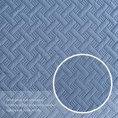 FLYMME Bluish Grey Twin Quilt Bedding Set Thin Lightweight Bedspreads,Soft Microfiber Bed Coverlet for All Season (1 Quilt, 1Sham)
