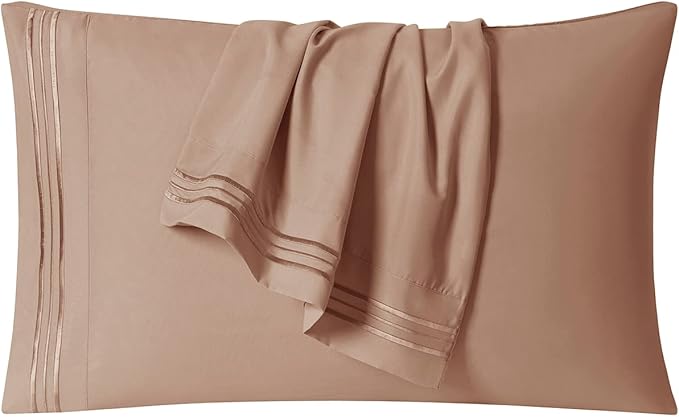 Clara Clark Bed Sheets, Premier 1800 Series 4 Piece Bed Sheet Set, Deep Pocket, Wrinkle, Fade, Stain Resistant, Luxury Soft Bedding Sheets & Pillowcases, King, Taupe Sand
