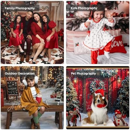 Kate Christmas Headboard Backdrop for Photos White Brick Wall Photography Backdrop Rustic Portrait Backgrounds for Family Session, 7X5ft
