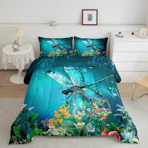 Feelyou Dragonfly Bedding Set King Size 3Pcs for Boys Girls Children