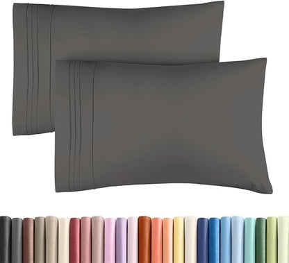 King Standard Pillow Cases Set of 2 - Ultra-Soft Hotel Quality Pillowcase Covers - Comfy, Cozy & Fade Free - Wrinkle Resistant - Machine Washable Pillow Protectors - 2 Piece Set - Charcoal