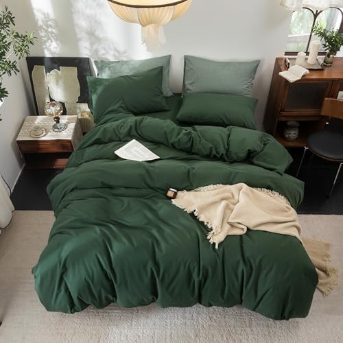 FOSSA Duvet Cover Set 100% Washed Cotton Linen Feel California King