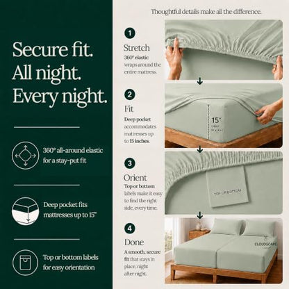 Cloud Scape Millennium Series 100% Egyptian Cotton Sheet Split King,Mineral