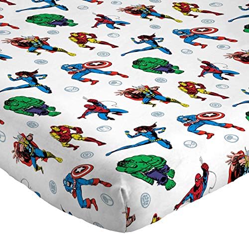 Jay Franco Kids Sheet Set with Fitted, Flat Sheets & Pillow Cover - Ultra-Soft Bedding with Pillowcase for Room Decor, White - Avengers, 4 Piece Full