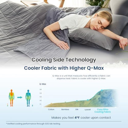 Cozy Bliss Cooling Blanket for Hot Sleepers King Size, Q-Max 0.45 Cooling Comfort, Cold Blankets for Night Sweats Sleeping, Ultra-Cool Lightweight Breathable Blanket for Bed, Glacial Grey