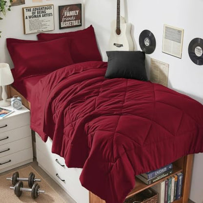 HEVUMYI 5-Piece Twin XL Comforter Set, Red Bed in a Bag