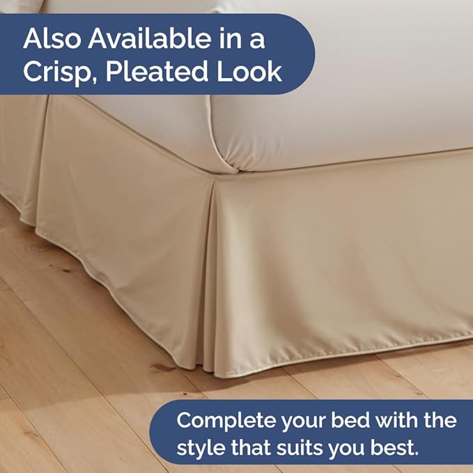 Bedskirt Queen Size Ruffle - 18 inch Drop Dust Ruffle Bed Skirt with Platform - Ultra-Soft, Easy Fit, Premium Hotel Quality - Wrinkle, Fade & Shrink Resistant - for Women, Men, Kids and Teens - Cream