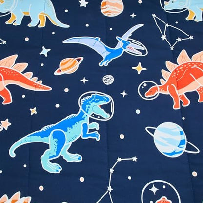 NTBED 5Pcs Glow in The Dark Kids Comforter Set Dinosaur Full Bedding Set